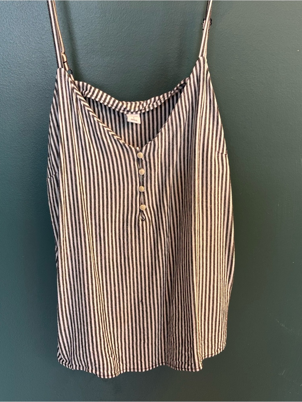 Striped Gray and White Button-Front Cami Top